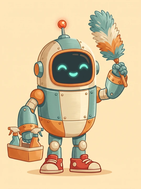 CoHost Bot cleaning mascot